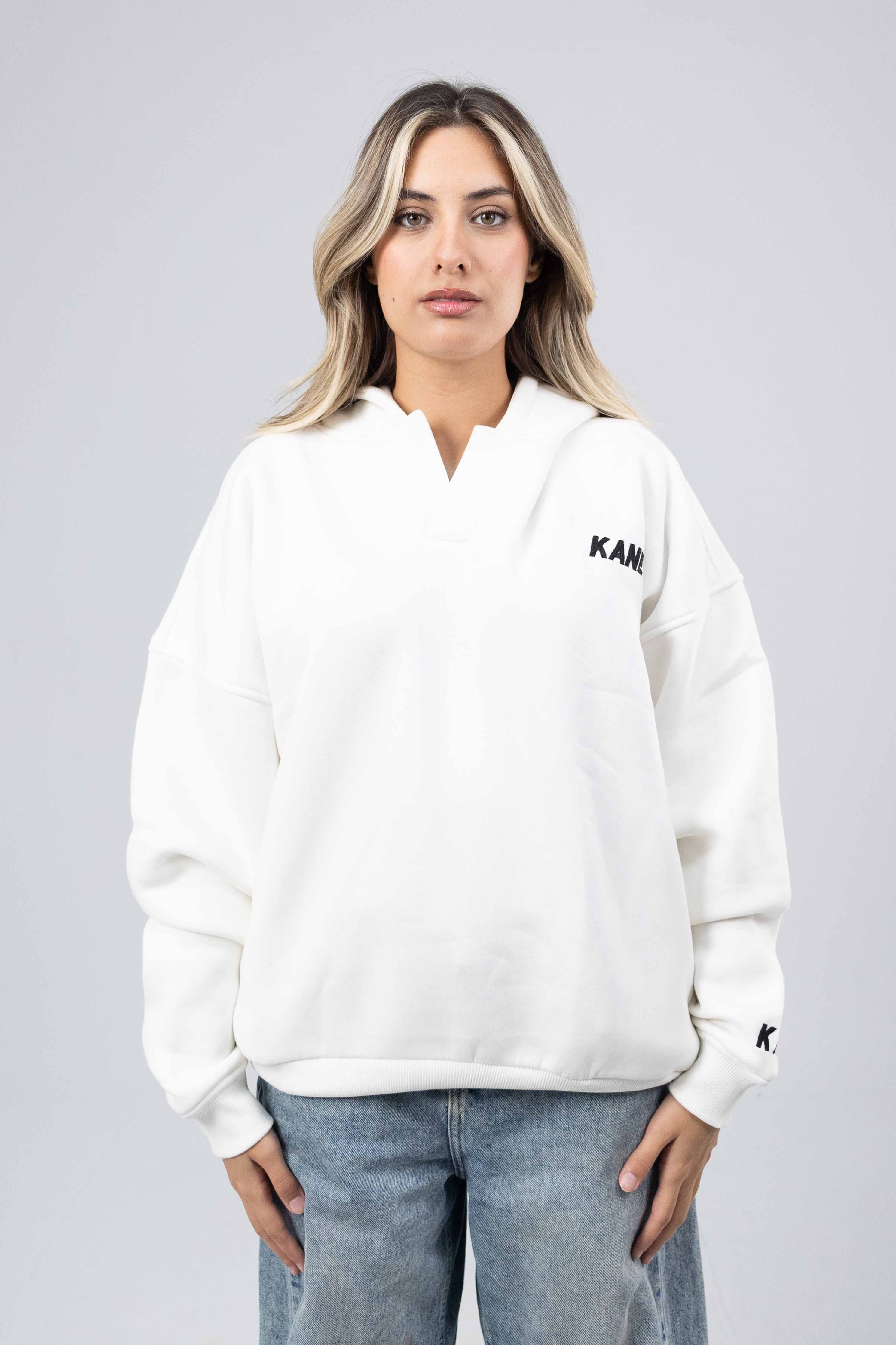 The White V-Neck Hoodie