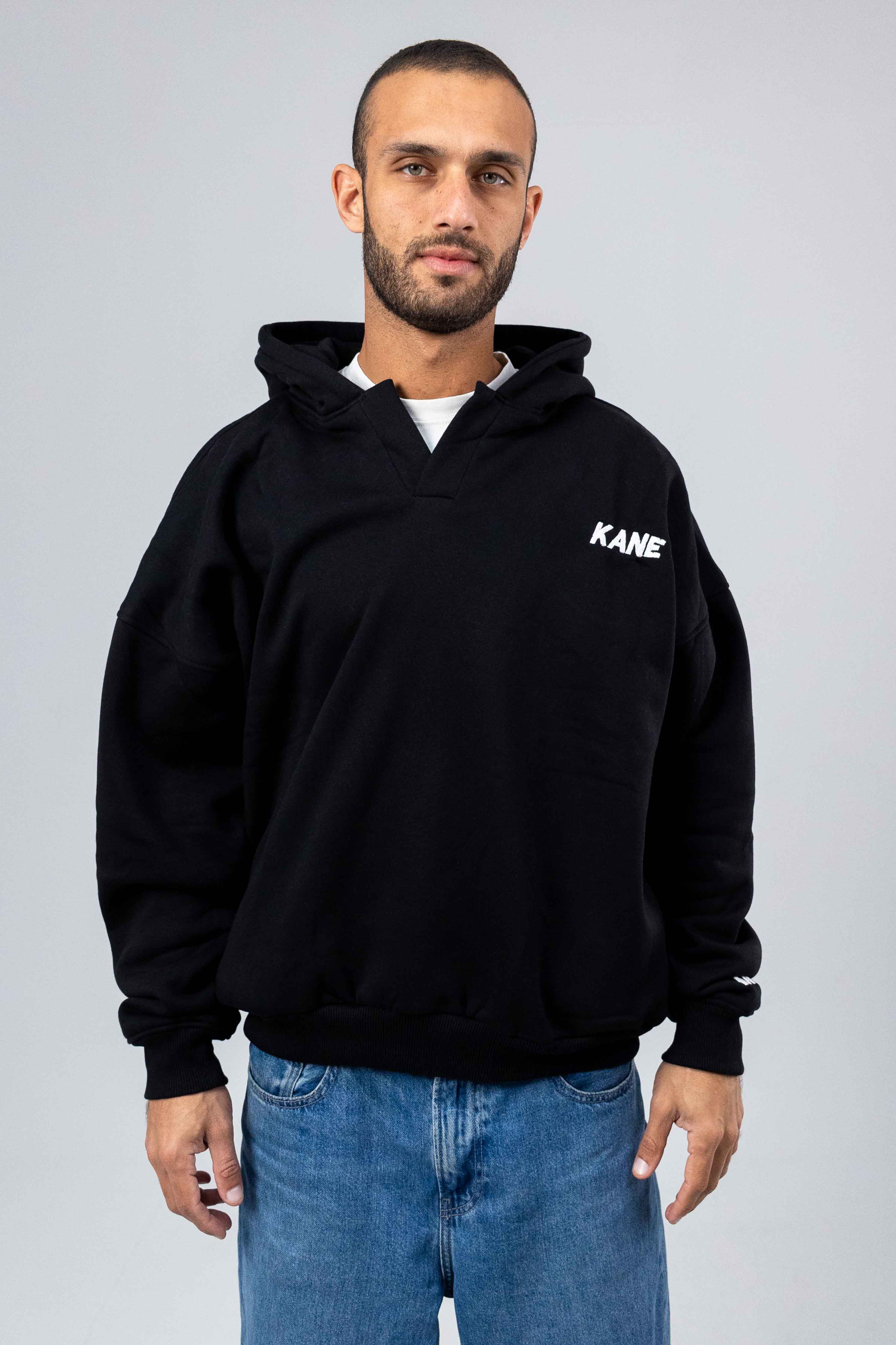 The Black V-neck Hoodie