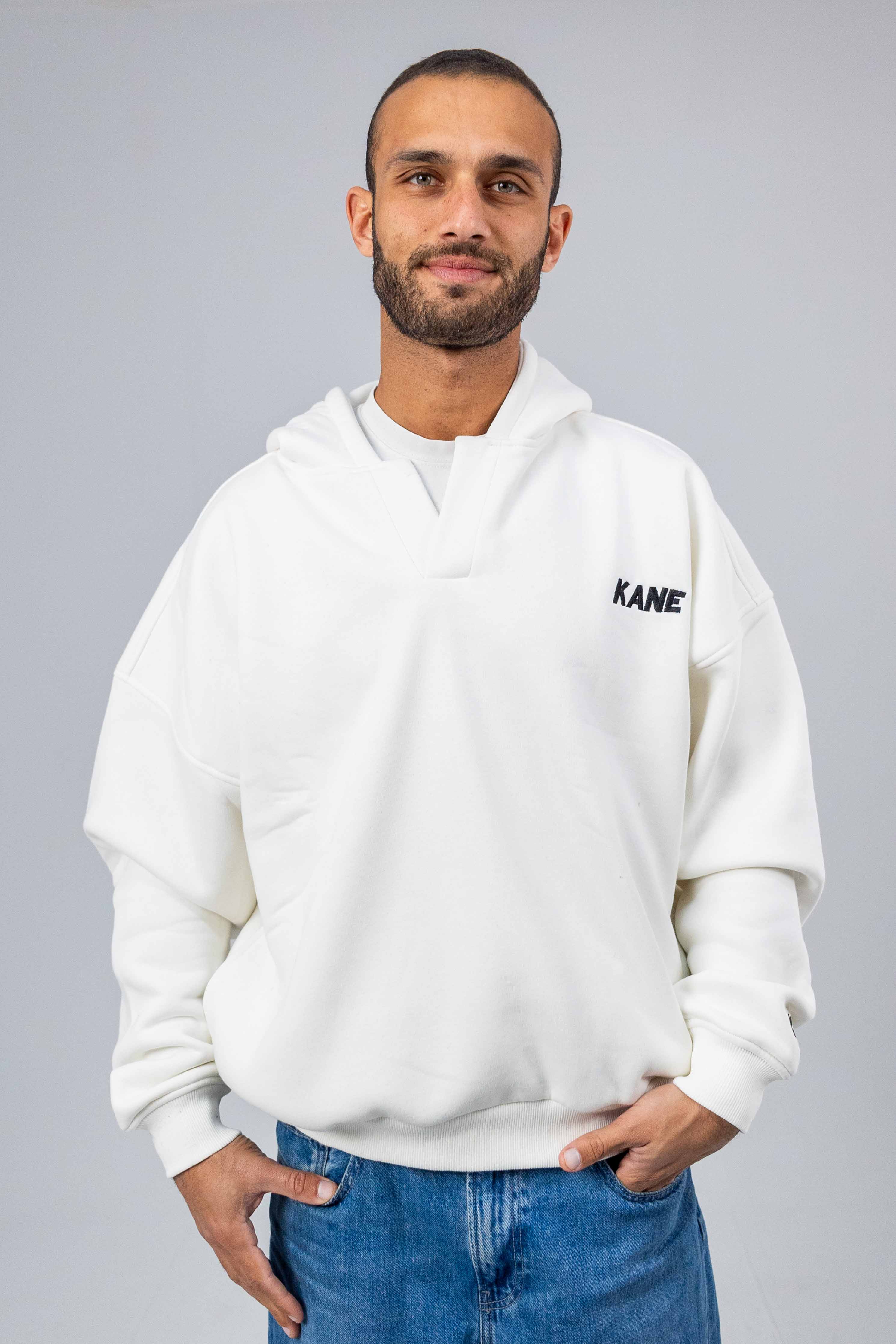 The White V-Neck Hoodie