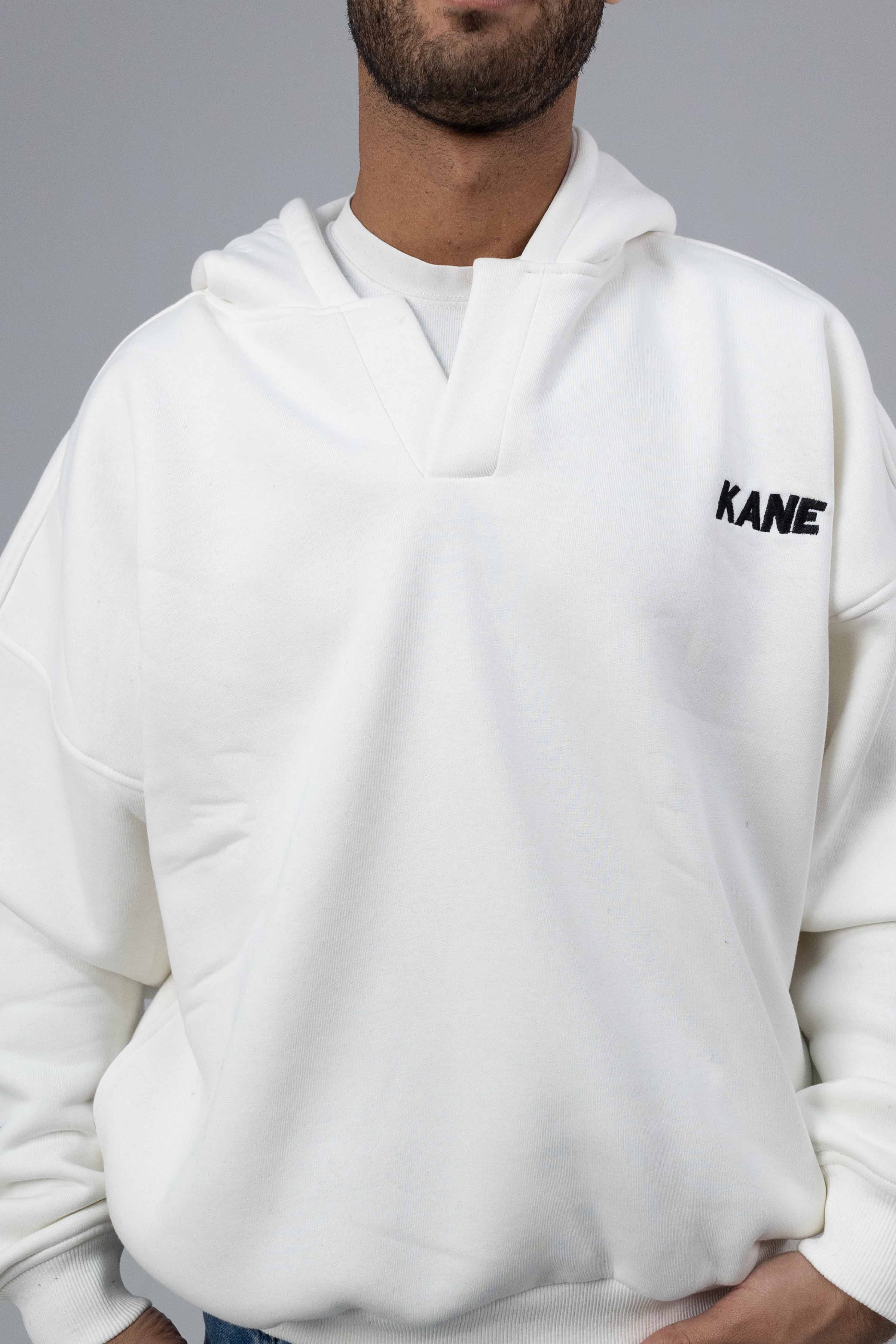 The White V-Neck Hoodie